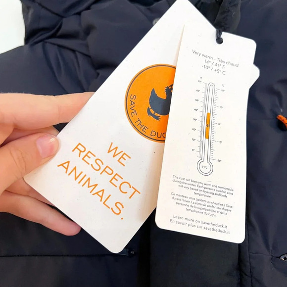 Save the Duck Plumtech Calvin Vegan Black Hooded Outdoor Winter Puffer Coat XL - Picture 5 of 15